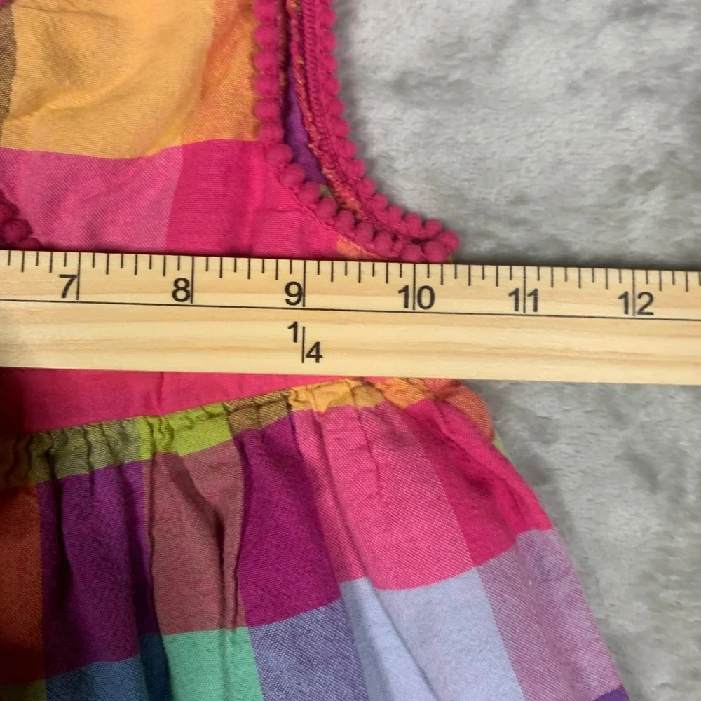 Old Navy 4T Toddler Girls Rainbow Plaid Madras Summer Dress 100% Cotton Pink